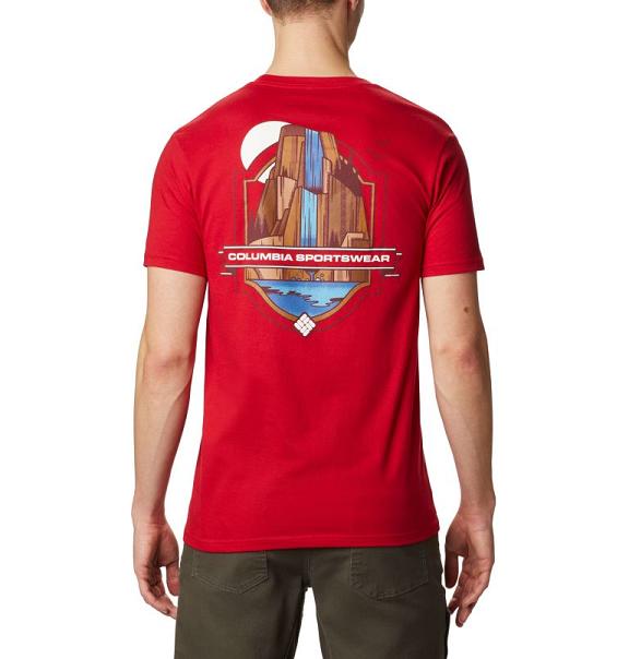 Columbia PFG T-Shirt Red For Men's NZ68735 New Zealand